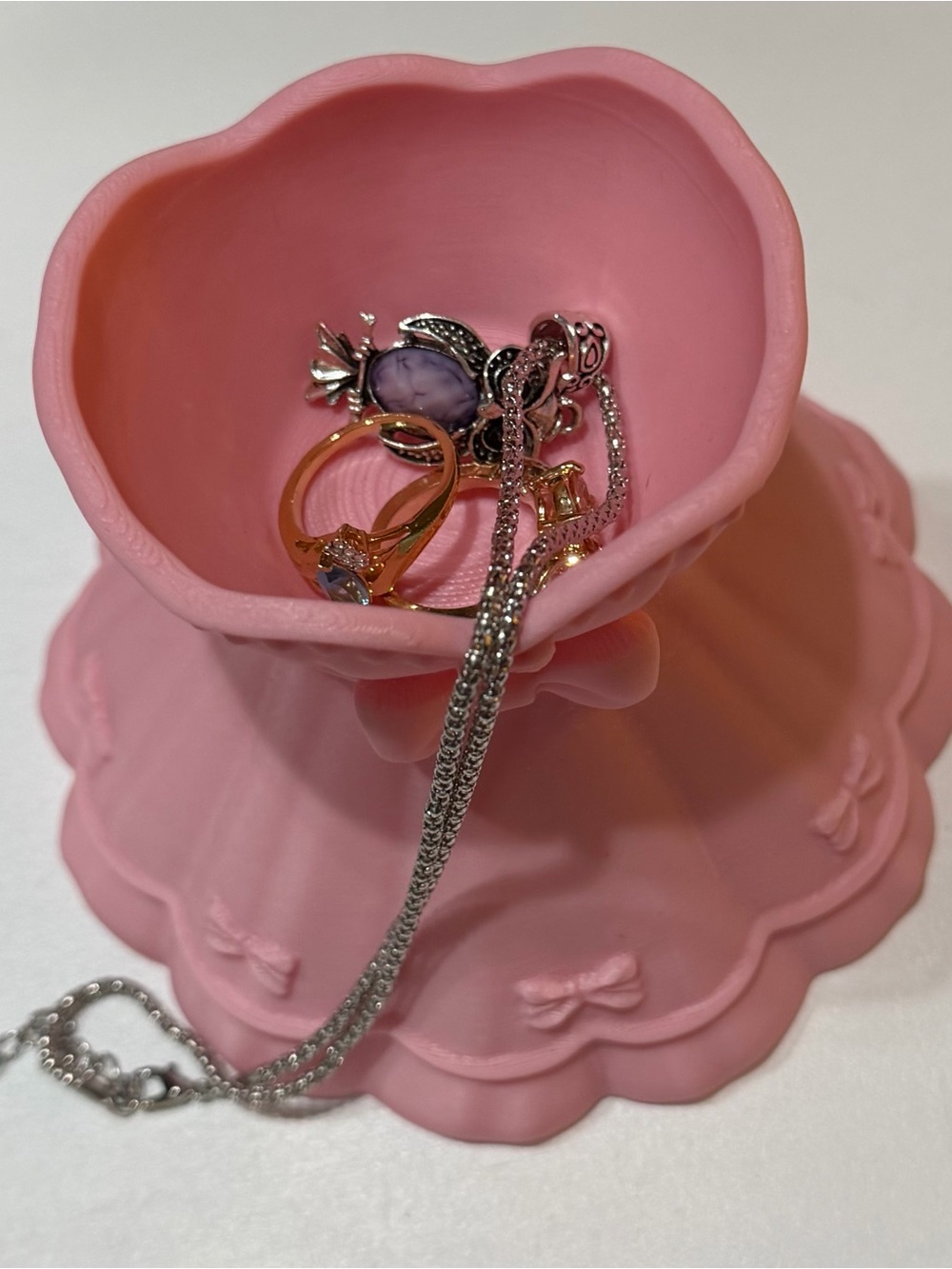 Hand Crafted 3D Printed Pink Dress-Shaped Jewelry Holder/Trinket Tray NWOT - Picture 3 of 3